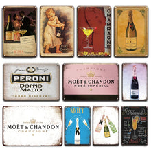 Lade das Bild in den Galerie-Viewer, Schild Vintage Champagner